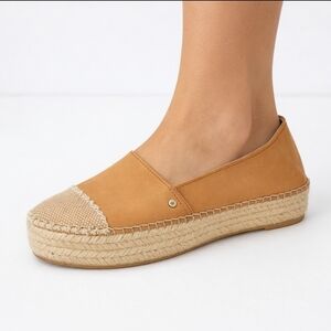 Sam Edelman Leslie Soft Leather Espadrille Slip-On Flats in Tan Size 6